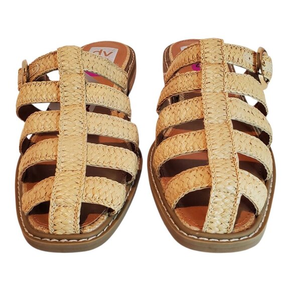 NWT DV by DOLCE VITA SZ 8.5 Women's Tan Woven Raffia Slip-on Low-heel Sandals - Picture 4 of 9